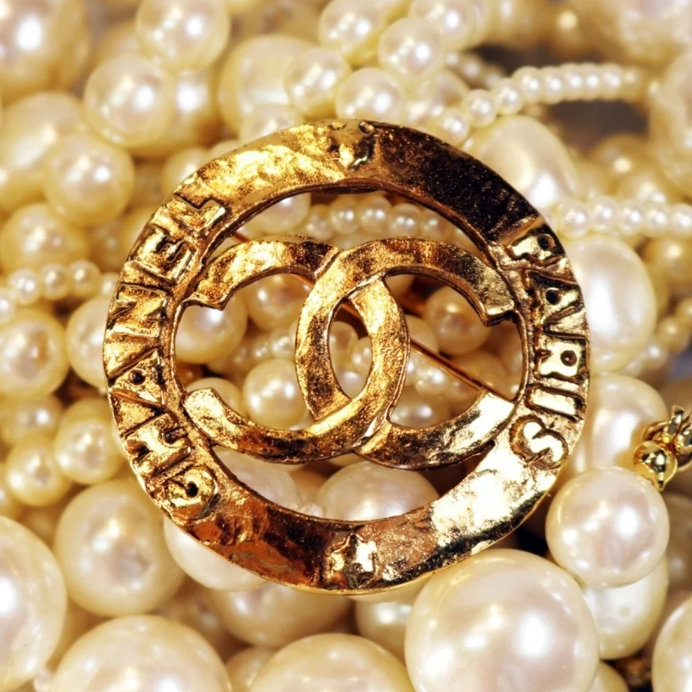 Chanel CC Logo Paris Gold Plated Brooch